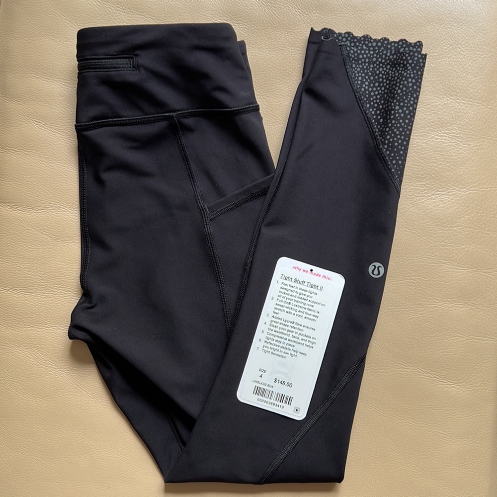 LKNew Lululemon Tight Stuff Tight II 25” Black Run High Rise Tights Womens 4 S